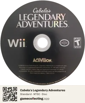 Cabela's Legendary Adventures Nintendo Wii, NTSC disc