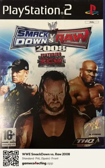 WWE SmackDown vs. Raw 2008 PlayStation 2, Spain box front