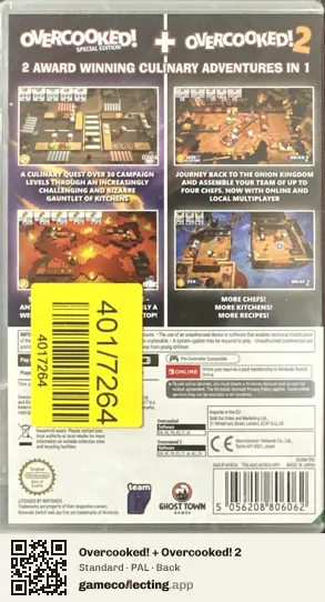 Overcooked! + Overcooked! 2 Nintendo Switch, PAL box back