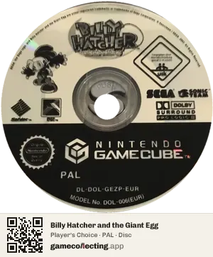 Billy Hatcher and the Giant Egg Nintendo GameCube, PAL disc