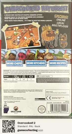 Overcooked! 2 Nintendo Switch, PAL box back