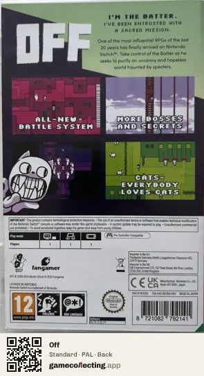 Off Nintendo Switch, PAL box back