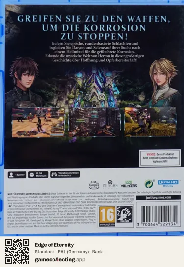 Edge of Eternity PlayStation 5, Germany box back