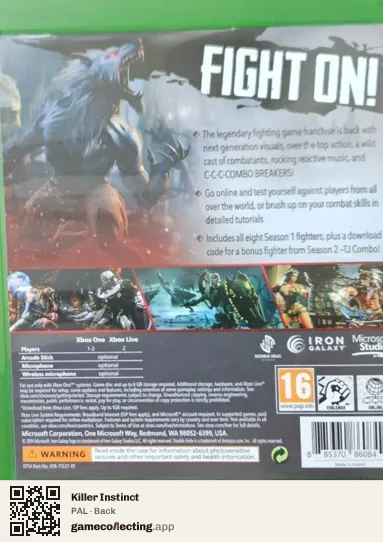 Killer Instinct Xbox One, PAL box back