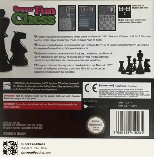 Super Fun Chess Nintendo DS, PAL box back