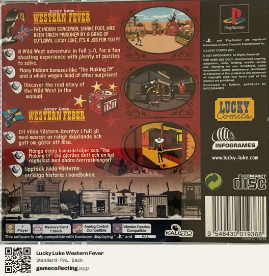 Lucky Luke Western Fever PlayStation, PAL box back