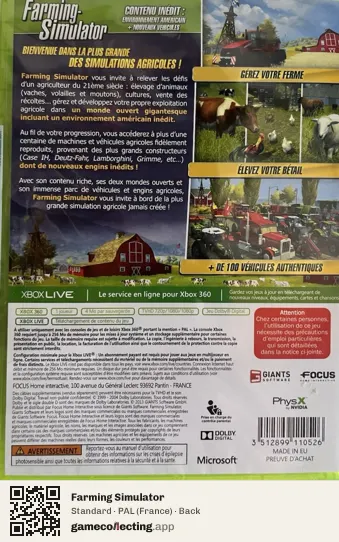 Farming Simulator Xbox 360, France box back