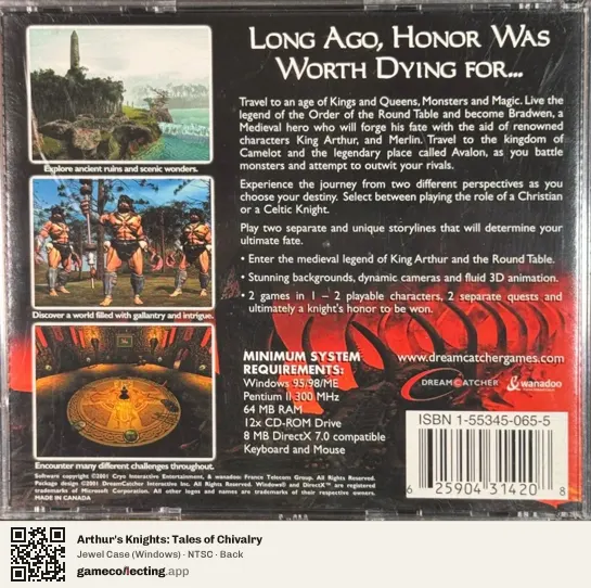 Arthur's Knights: Tales of Chivalry Computer, NTSC box back