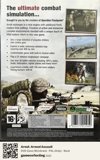 ArmA: Armed Assault Computer, Italy box back