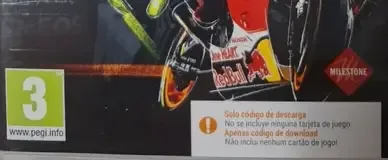 MotoGP 20, the PEGI square on its front