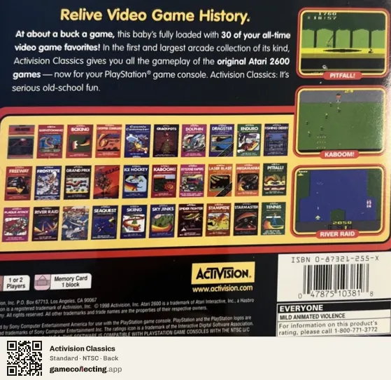 Activision Classics PlayStation, NTSC box back