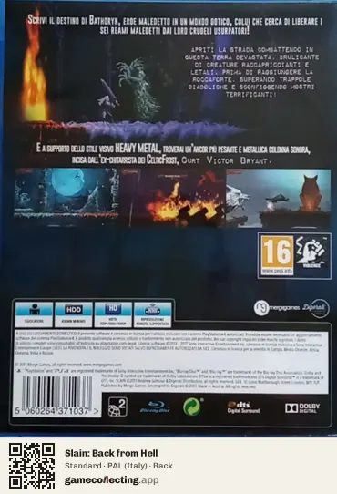 Slain: Back from Hell PlayStation 4, Italy box back