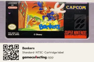 Bonkers Super Nintendo Entertainment System, NTSC cartridge label