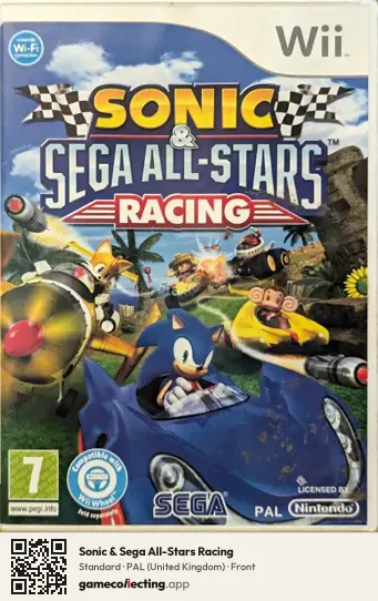 Sonic & Sega All-Stars Racing Nintendo Wii, United Kingdom box front