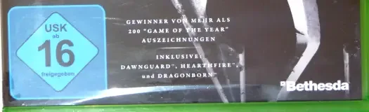 The Elder Scrolls V: Skyrim, the USK square on its front