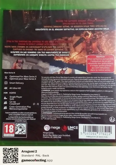 Aragami 2 Xbox Series X, PAL box back