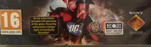 DC Universe Online, the PEGI square on its front