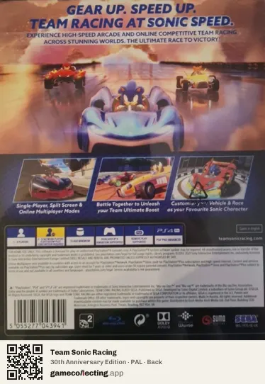 Team Sonic Racing PlayStation 4, PAL box back