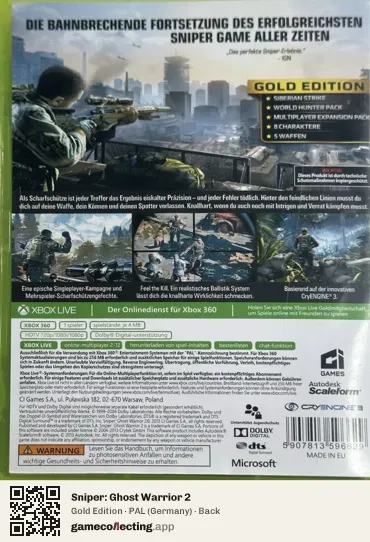 Sniper: Ghost Warrior 2 Xbox 360, Germany box back