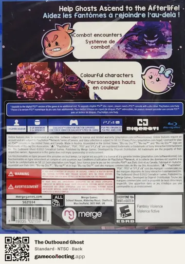 The Outbound Ghost PlayStation 4, NTSC box back