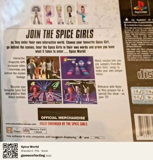 Spice World PlayStation, PAL box back