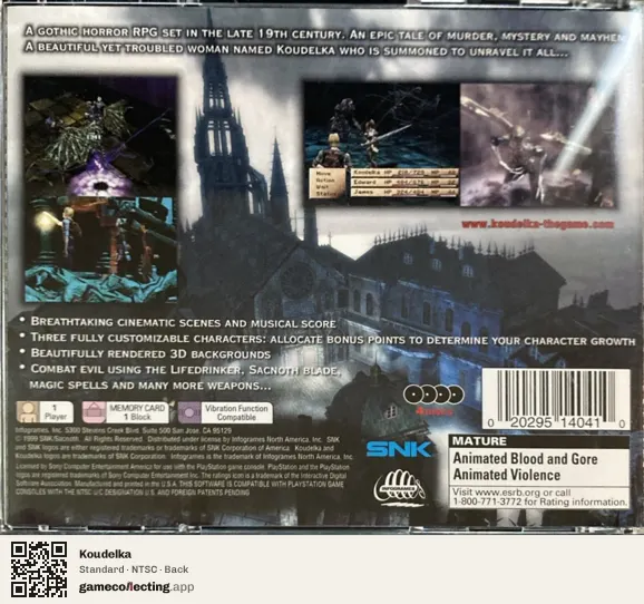 Koudelka PlayStation, NTSC box back