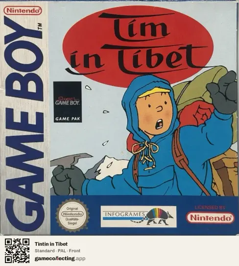 Tintin in Tibet Game Boy, PAL box front