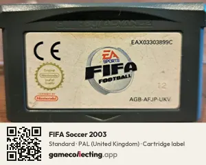 FIFA Soccer 2003 Game Boy Advance, PAL cartridge label