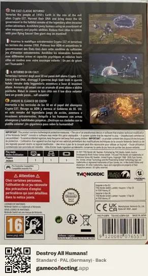 Destroy All Humans! Nintendo Switch, Germany box back