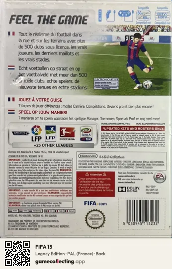 FIFA 15 Nintendo Wii, France box back
