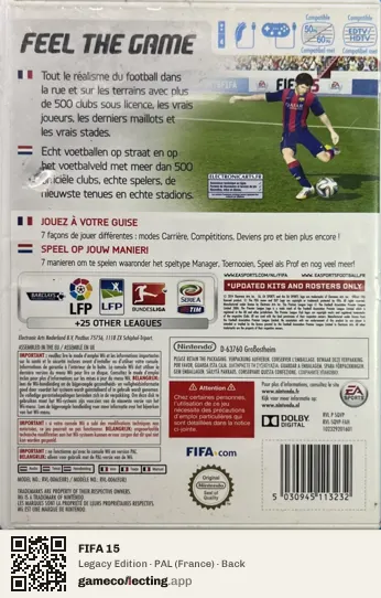 FIFA 15 Nintendo Wii, France box back