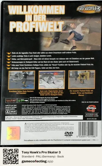 Tony Hawk's Pro Skater 3 PlayStation 2, Germany box back