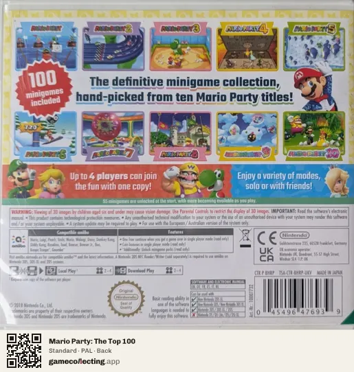 Mario Party: The Top 100 Nintendo 3DS, PAL box back