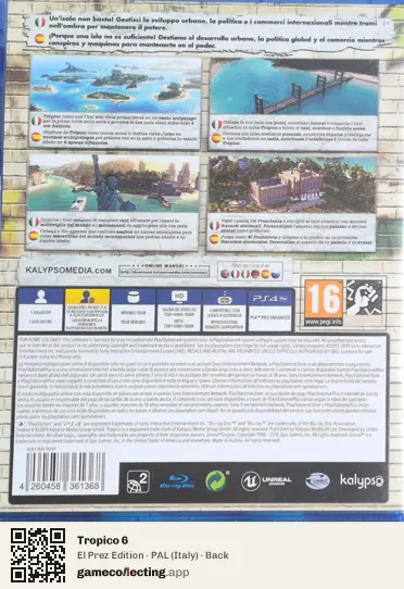 Tropico 6 PlayStation 4, Italy box back
