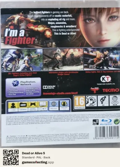 Dead or Alive 5 PlayStation 3, PAL box back