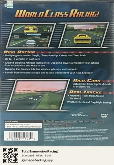 Total Immersion Racing PlayStation 2, NTSC box back