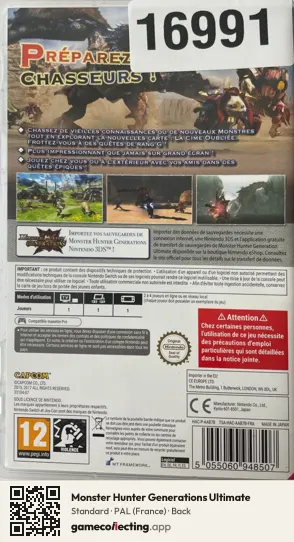 Monster Hunter Generations Ultimate Nintendo Switch, France box back
