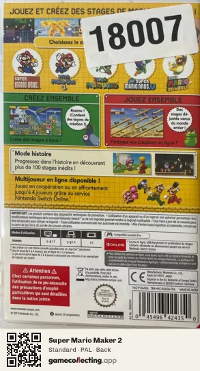 Super Mario Maker 2 Nintendo Switch, PAL box back