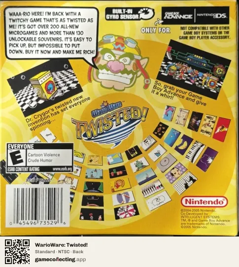 WarioWare: Twisted! Game Boy Advance, NTSC box back