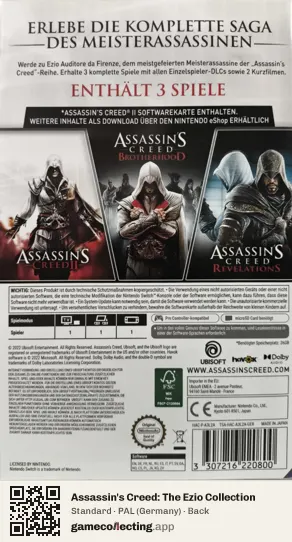Assassin's Creed: The Ezio Collection Nintendo Switch, Germany box back