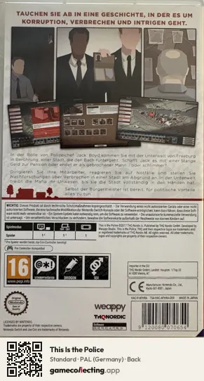 This Is the Police Nintendo Switch, Germany box back