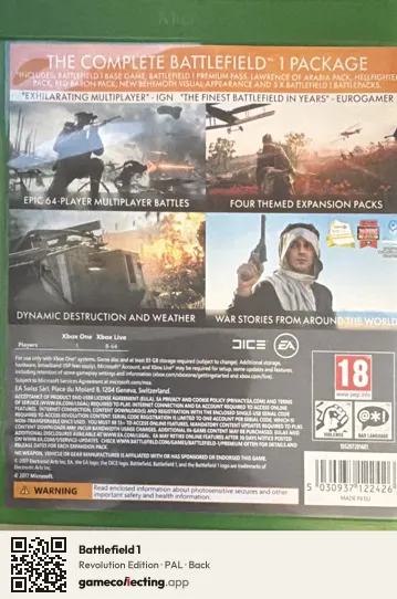 Battlefield 1 Xbox One, PAL box back