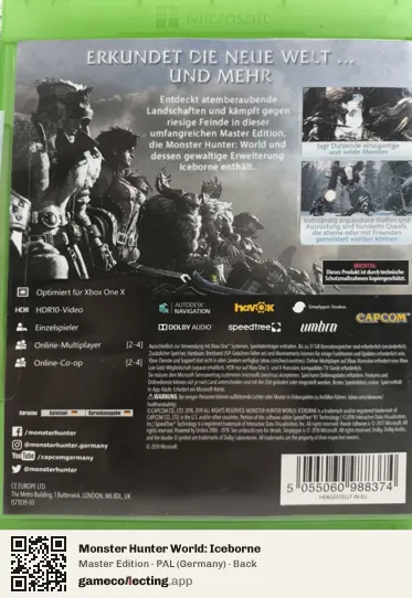 Monster Hunter World: Iceborne Xbox One, Germany box back
