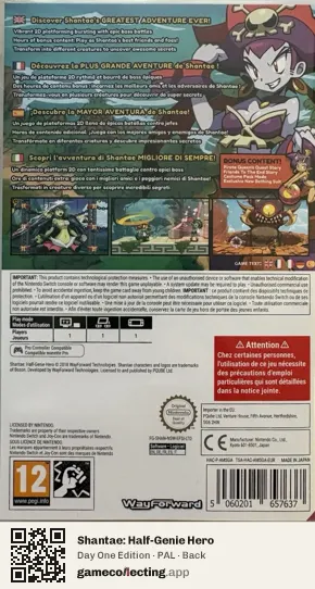 Shantae: Half-Genie Hero Nintendo Switch, PAL box back