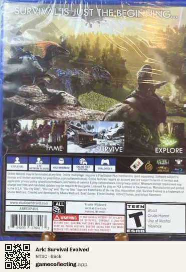 Ark: Survival Evolved PlayStation 4, NTSC box back