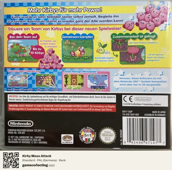 Kirby Mass Attack Nintendo DS, Germany box back