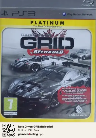 Race Driver: GRID: Reloaded PlayStation 3, PAL box front