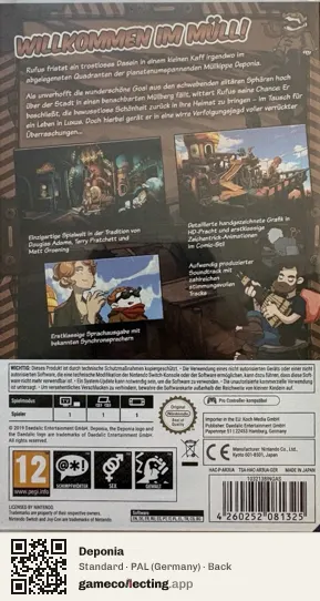 Deponia Nintendo Switch, Germany box back