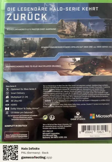 Halo Infinite Xbox Series X, Germany box back