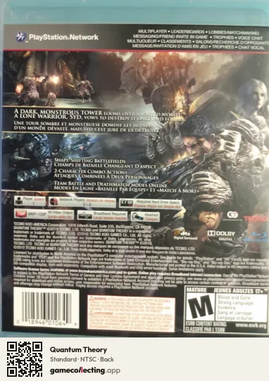 Quantum Theory PlayStation 3, NTSC box back